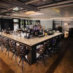 Large square bar at bardot restaurant for food and drinks